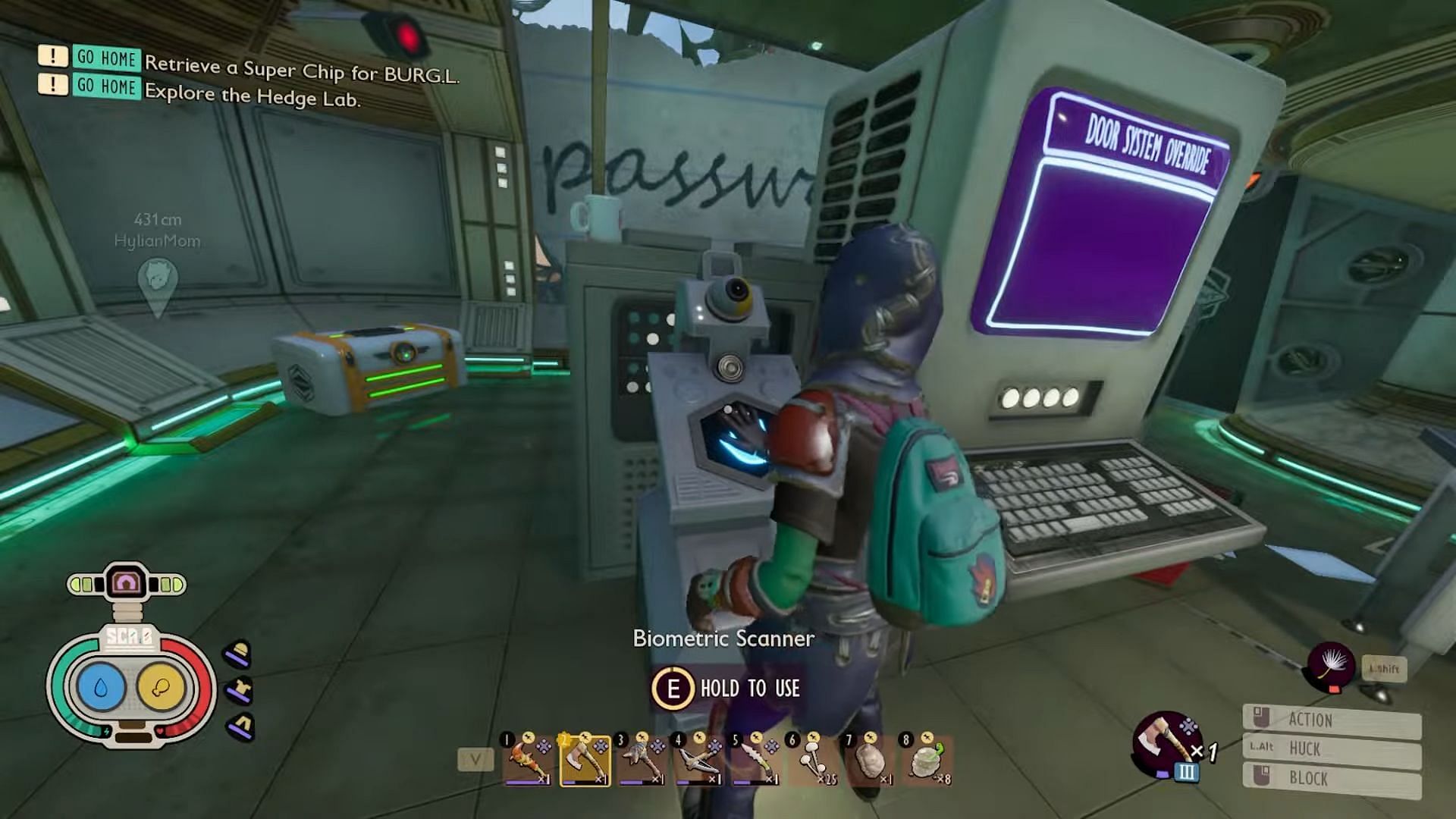 Interact with the computer terminal to open the first door (Image via Xbox Game Studios | YouTube/HylianMom)